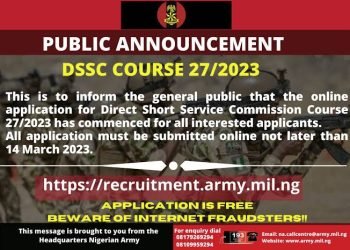 APPLY: Army Direct Short Service Recruitment 2024