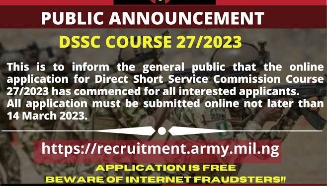APPLY: Army Direct Short Service Recruitment 2024