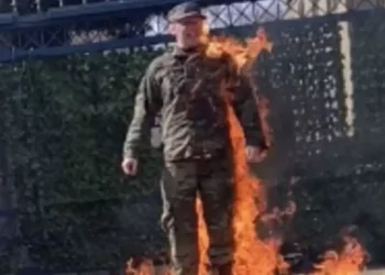 A US airman has died after setting himself on fire