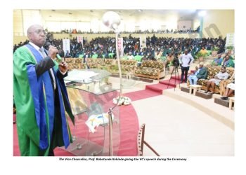 The Vice-Chancellor, Prof. Babatunde Kehinde giving the VC's speech during the Ceremony