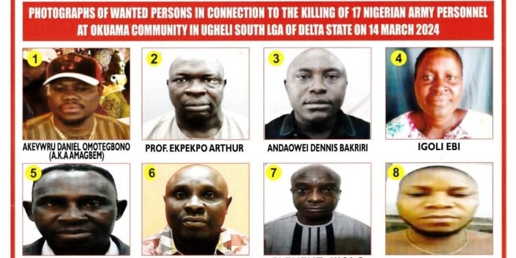 Military declares eight wanted over killing of 17 army personnel in Delta