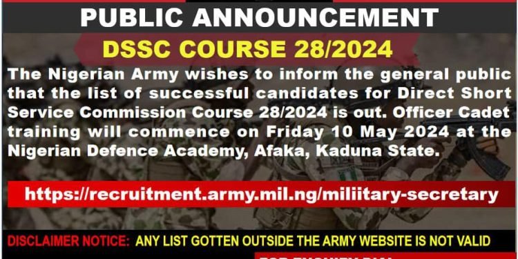Army Shortlists Candidates For Direct Short Service